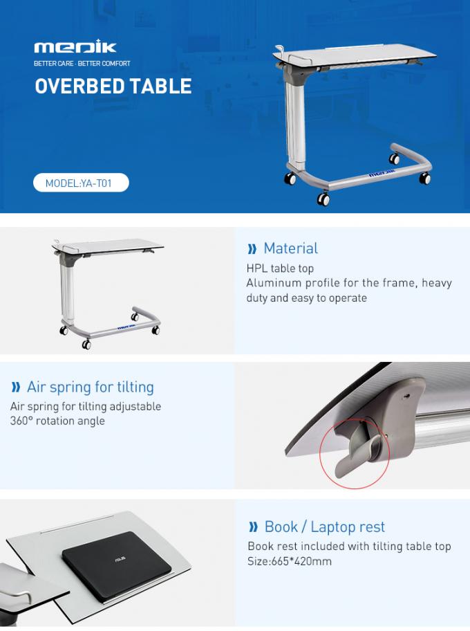 Hareketli Yükseklik Ayarlı Hastane, Eğimli Masa Üstü Yatak Hareketli Yükseklik Ayarlı Hastane, Eğimli Masa Üstü Yatak